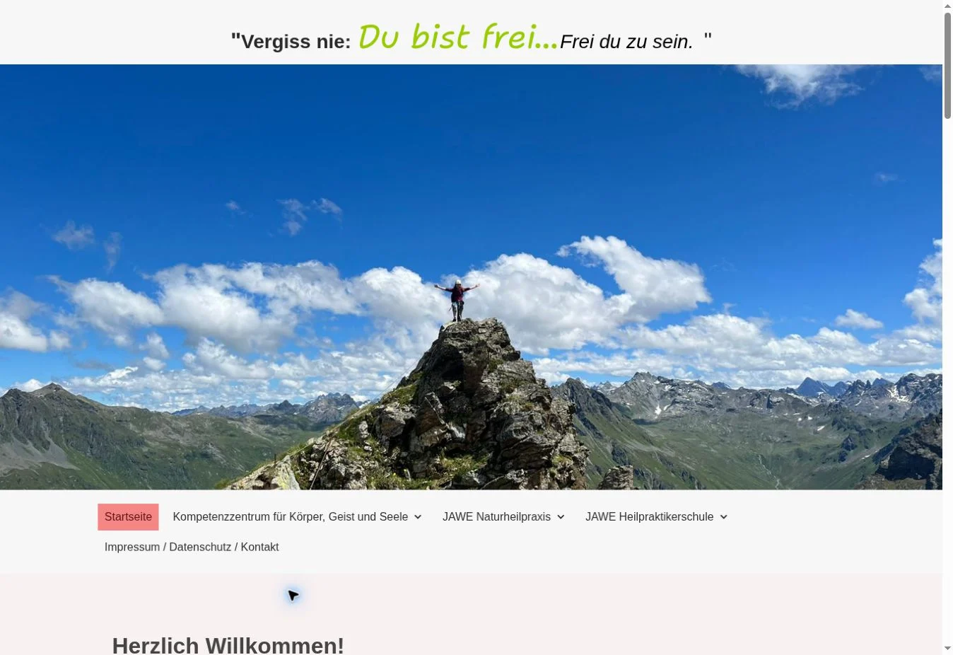 Screenshot der Startseite JAWE Naturheilpraxis und Heilpraktikerschule